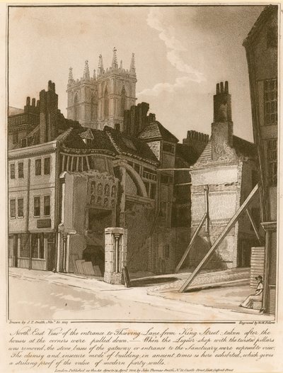 Vista noreste de la entrada a Thieving Lane desde King Street de English School