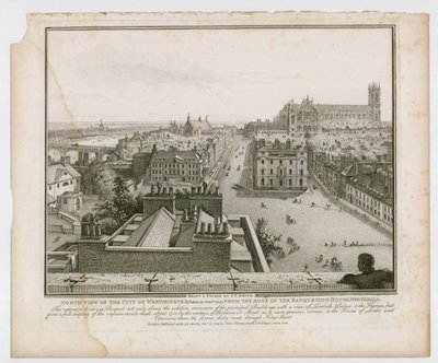 Vista norte de la ciudad de Westminster desde el techo del Banqueting House, Whitehall de English School