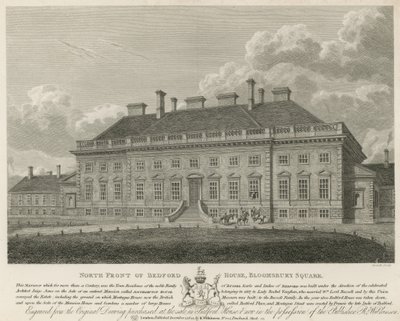 Frente norte de Bedford House, Bloomsbury Square, Londres de English School