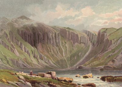 Norte de Gales, Llyn Idwal (litografia en color) de English School