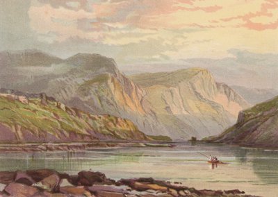 Norte de Gales, Llyn Ogwen (litografia en color) de English School
