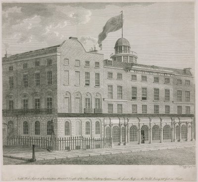 Aspecto noroeste de Lackington, Allen & Cos Temple of the Muses, Finsbury Square de English School