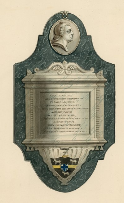 Cementerio de Norwood; tumba de Francis Ascough de Southhall, Middlesex, fallecido en 1788 de English School