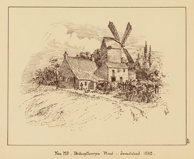 Nun Mill, Bishopthorpe Road, demolido en 1882 (litografía) de English School