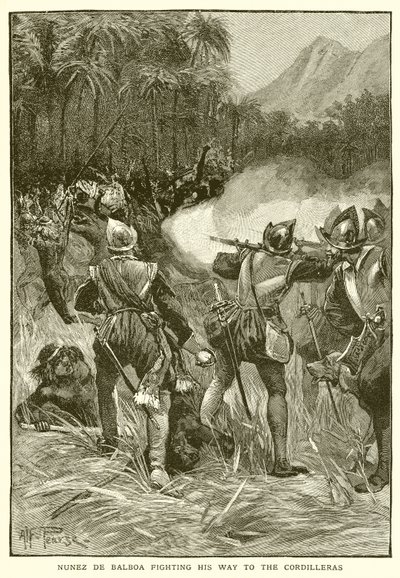 Núñez de Balboa luchando su camino hacia las Cordilleras de English School
