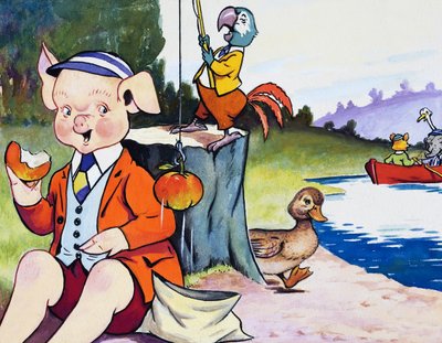 Animales de la guardería pescando de English School
