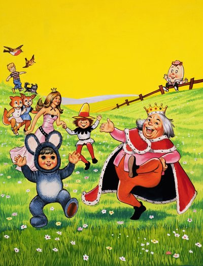 Personajes de la guardería bailando de English School