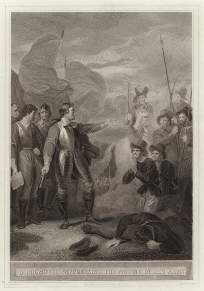 Oliver Cromwell suprimiendo el motín en el ejército de English School