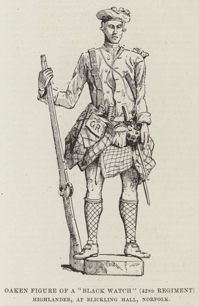 Figura de Roble de un "Black Watch" (42º Regimiento) Highlander, en Blickling Hall, Norfolk de English School