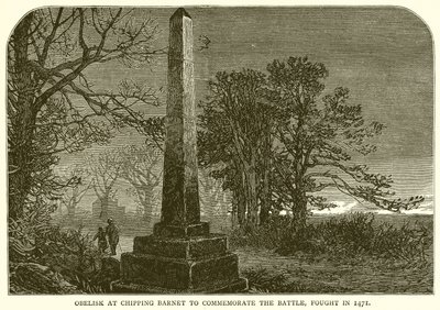 Obelisco en Chipping Barnet para conmemorar la batalla, librada en 1471 de English School