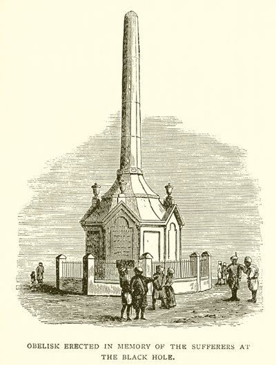 Obelisco erigido en memoria de las víctimas del Agujero Negro de Calcuta de English School