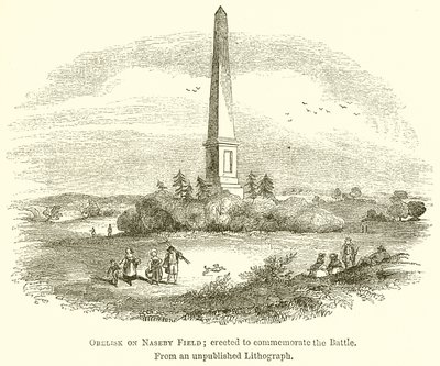 Obelisco en el campo de Naseby; erigido para conmemorar la batalla de English School