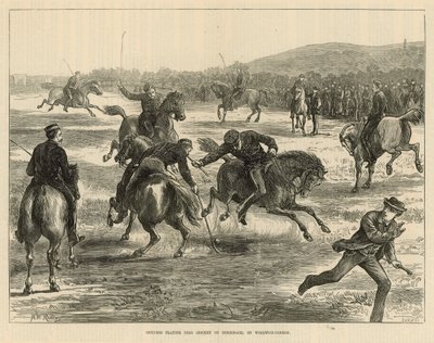 Oficiales jugando polo (hockey a caballo) en Woolwich Common de English School