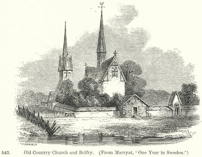 Old Country Church and Belfry (grabado) de English School