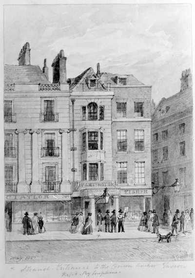 Antigua Entrada a la Taberna Crown and Anchor, 1851 de English School