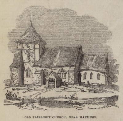 Antigua iglesia de Fairlight, cerca de Hastings (grabado) de English School