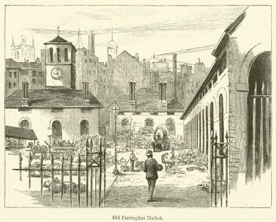 Old Farringdon Market (grabado) de English School