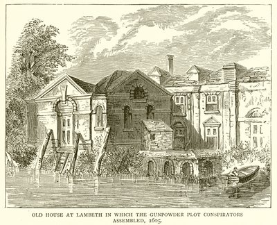 Casa antigua en Lambeth donde se reunieron los conspiradores de la trama de la pólvora, 1605 de English School