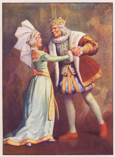 Old King Cole y Cenicienta (litografía en color) de English School