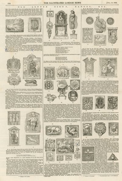 Viejos letreros de Londres, insignias, etc. de English School
