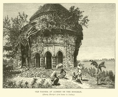 Antigua pagoda en Aldeen en el Hooghly de English School