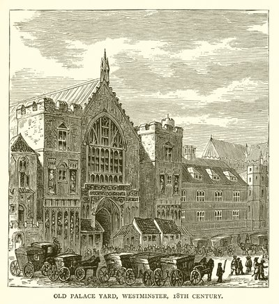 Old Palace Yard, Westminster, siglo XVIII de English School