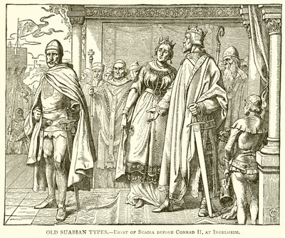 Tipos suabos antiguos.--Ernst de Suabia ante Conrado II, en Ingelheim de English School