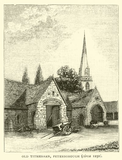 Antiguo Tithebarn, Peterborough, circa 1250 de English School
