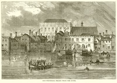 Antiguo palacio de Whitehall desde el río de English School
