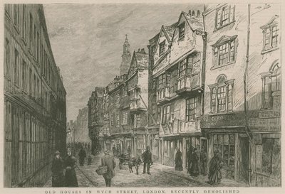 Casas antiguas en Wych Street, Londres, recientemente demolidas de English School
