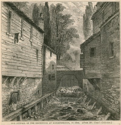Antiguo desagüe del Serpentine en Knightsbridge en 1800 de English School