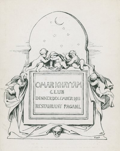 Cena del Club Omar Khayyam, diciembre de 1911, en el Restaurante Paganis de English School