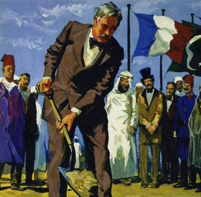 El 25 de abril de 1859, de Lesseps removió la primera palada de tierra del Canal de Suez de English School