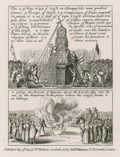 El 2 de mayo de 1643 la cruz en Cheapside, Londres, fue derribada de English School