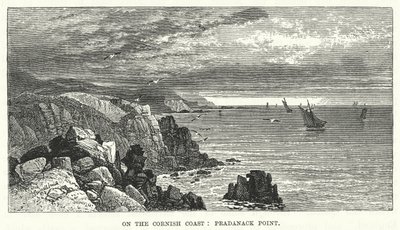 En la costa de Cornualles: Pradanack Point (grabado) de English School