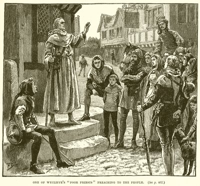 Uno de los pobres sacerdotes de Wycliffe predicando al pueblo de English School