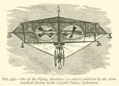 Una de las Máquinas Voladoras exhibidas por la Sociedad Aeronáutica en el Crystal Palace, Sydenham de English School