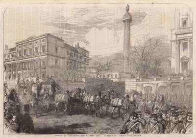 Apertura del Parlamento - Su Majestad pasando por el Parque St. James de English School