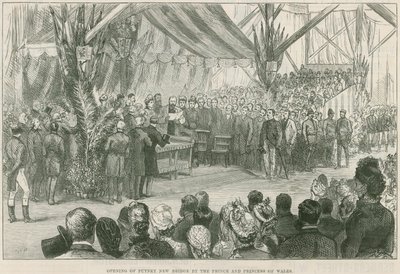 Inauguración del nuevo puente sobre el río Támesis en Putney por el Príncipe y la Princesa de Gales de English School