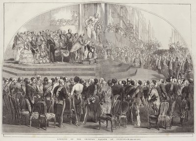 Inauguración del Palacio de Cristal, en Sydenham (grabado) de English School