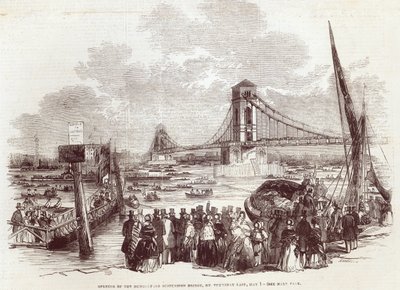 Inauguración del Puente Colgante de Hungerford, de 
