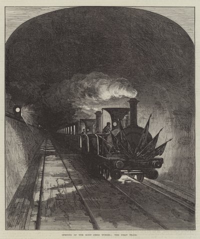 Apertura del túnel de Mont Cenis, el primer tren de English School