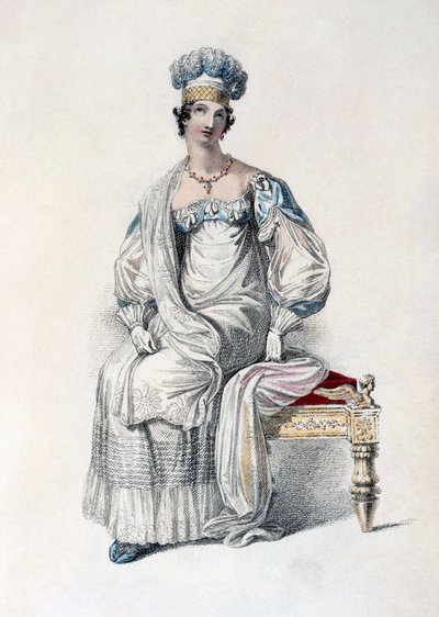 Vestido de ópera, lámina de moda de Ackermanns Repository of Arts de English School