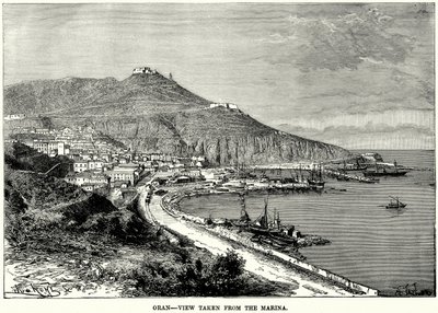 Orán - Vista desde el puerto deportivo (grabado) de English School