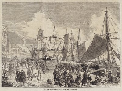 Orange-Boats landing Cargoes at Marseilles (grabado) de English School