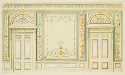 Puertas ornamentadas y decoración de paredes, al estilo de Robert Adam (1728-92) de English School