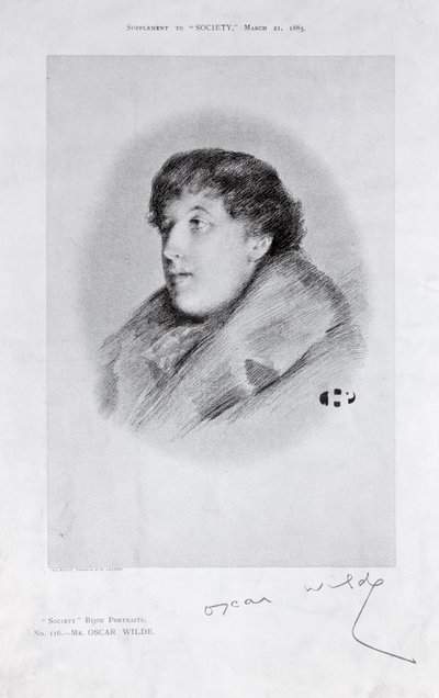 Oscar Wilde (1854-1900) un Retrato Bijou, de Society de English School