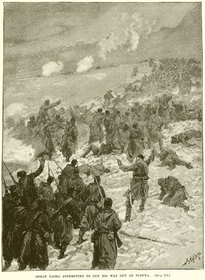 Osman Pasha intentando abrirse camino fuera de Plevna de English School