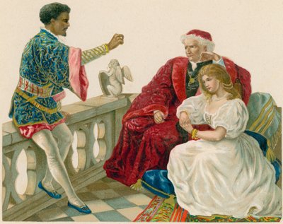 Otelo hablando con Desdémona y su padre de English School