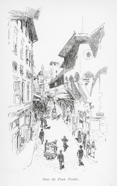 Sobre el Ponte Vecchio (litografía) de English School